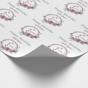 Papier Cadeau ęr Guirlande de fleur d'anniversaire