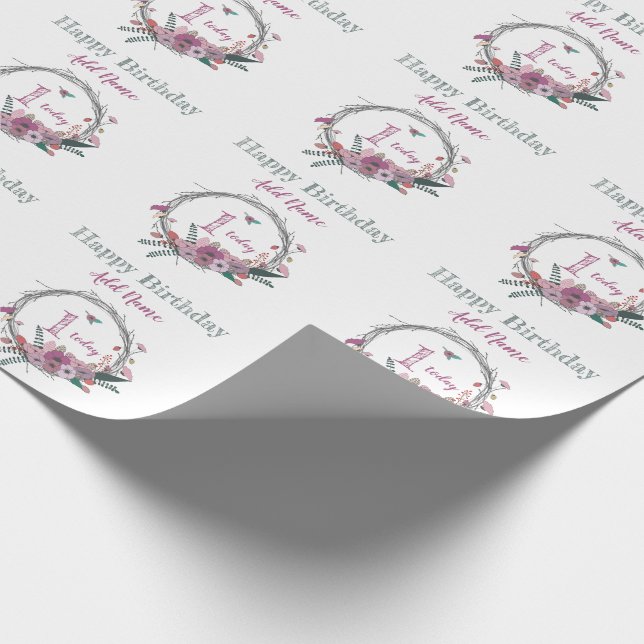 Papier Cadeau ęr Guirlande de fleur d'anniversaire (Coin)