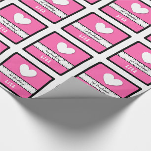 Papier Cadeau ęr Ruban cranté par coeur A11C de fille