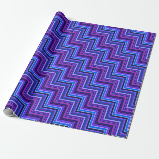 Papier Cadeau Escaliers à rayures bleues et violettes (Déroulé)