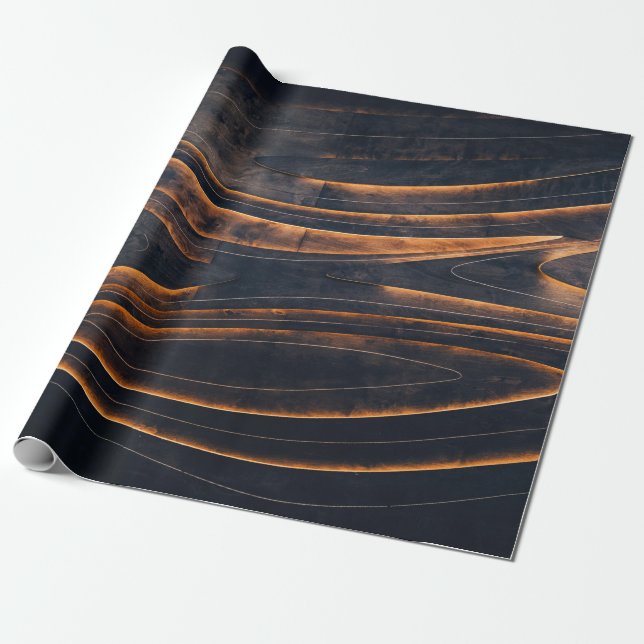 Papier Cadeau Escaliers en spirale noir et marron (Déroulé)