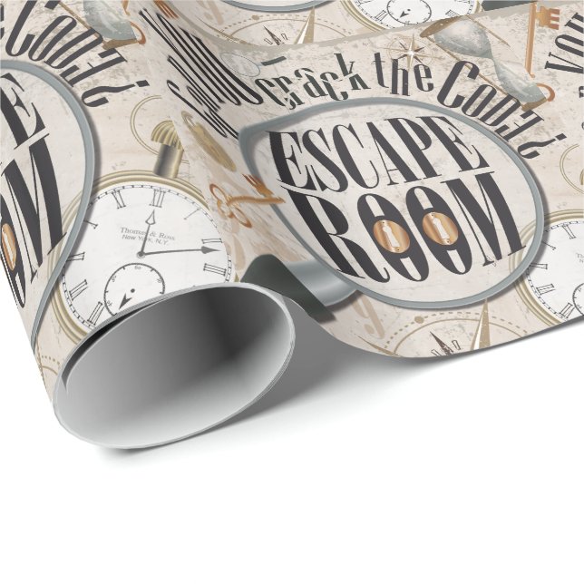 Papier Cadeau Escape Room Jeu Scavenger Hunt Puzzle Anniversaire (Coin rond)