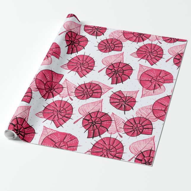 Papier Cadeau Escargots rose Motif fille (Déroulé)