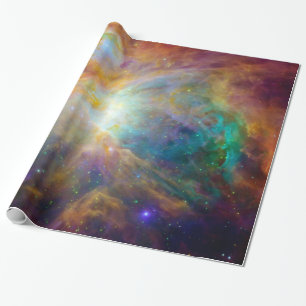 Papier Cadeau Espace astronomique Orange Orion