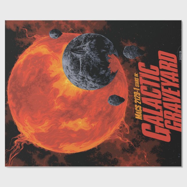 Papier Cadeau Espace cimetière crâne Halloween Galaxie des horre (Plat)