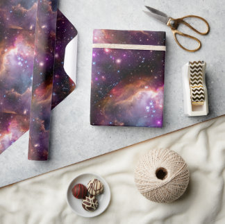 Papier Cadeau Espace Extérieur Galactique Violet