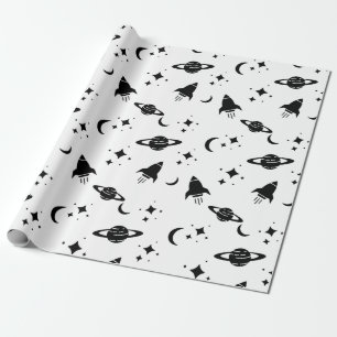 Papier Cadeau Espace extra-atmosphérique noir et blanc