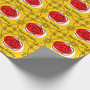 Papier Cadeau Espagnol Rose Corners Multi Joyeux Anniversaire