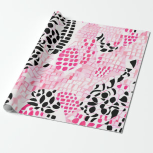 Papier Cadeau Esprit de la tribu : rose, noir et blanc