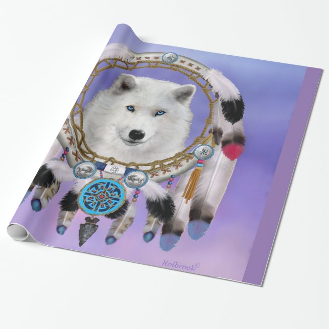 Papier Cadeau Esprit de loup indien natif (Déroulé)