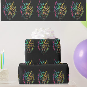 Papier Cadeau Esprit loup fenrir loups visage envelopper cadeau