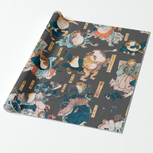 Papier Cadeau Estampe japonaise de grenouille sur bois Kuniyoshi