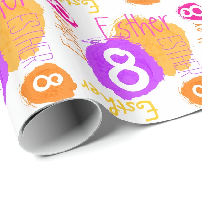 Papier Cadeau Esther personnalisable enveloppement dab de peintu (Coin rond)