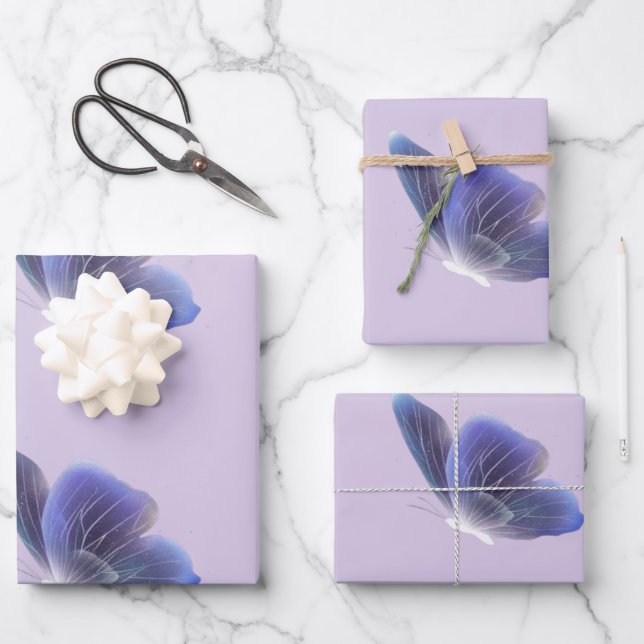 Papier Cadeau Esthétique Papillon Violet Éthéré  (Recto)