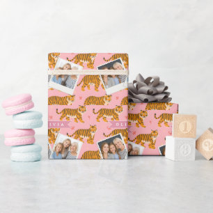 Papier Cadeau esthétique personnalisée rose tigre chic branchée