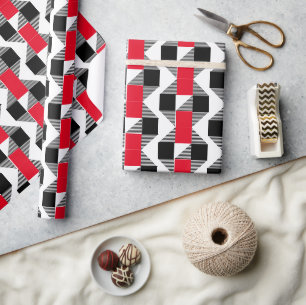 Papier Cadeau esthétique rouge et noir géométriques de couleur c