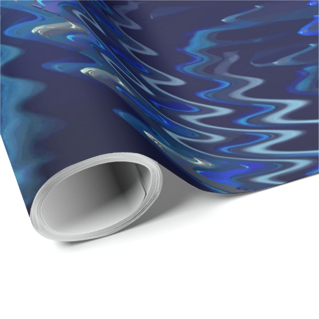 Papier Cadeau Estrela azul ondulada com trados em ziguezague (Coin rond)