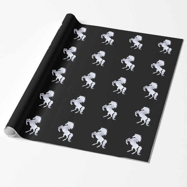 Papier Cadeau Étalon argenté noir (Déroulé)