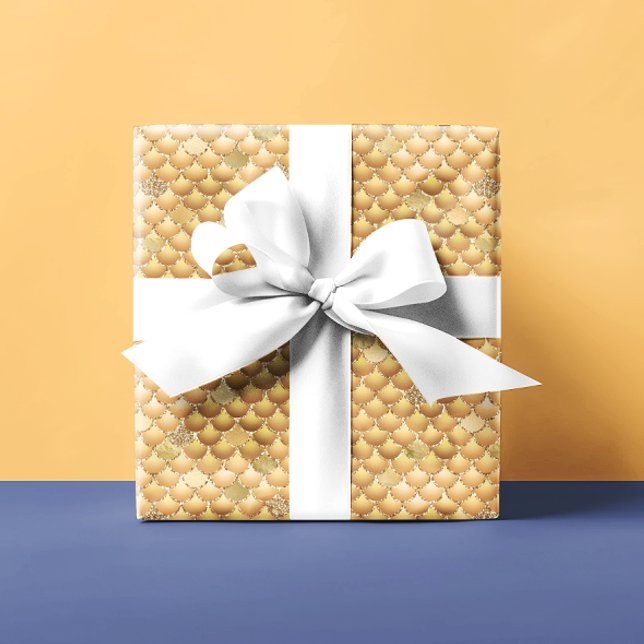 Papier Cadeau Étalons de sirène à look métal or (Créateur téléchargé)