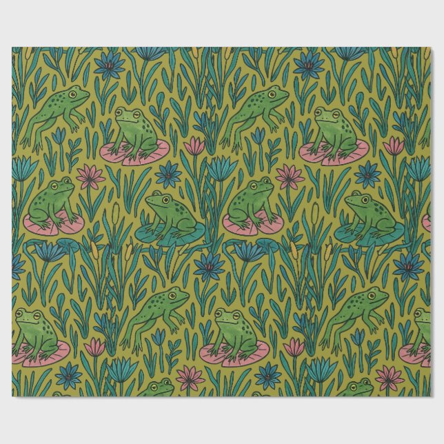Papier Cadeau Étang aux grenouilles                              (Plat)