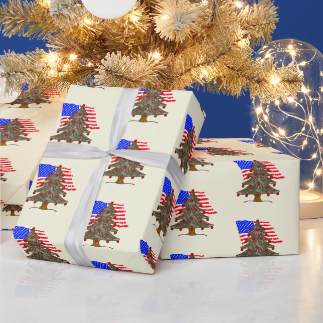Papier Cadeau États-Unis Drapeau Camouflage Noël (Vacances)