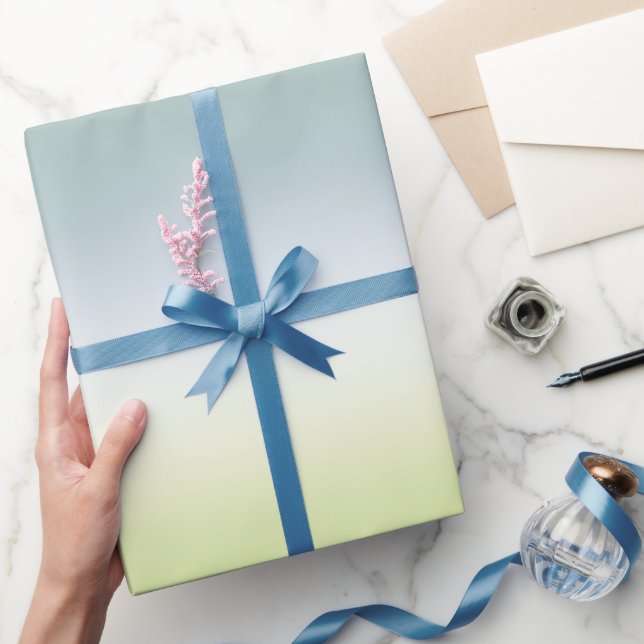 Papier Cadeau Été Frais Dégradé Cool Bleu Vert Ombre (Cadeaux)