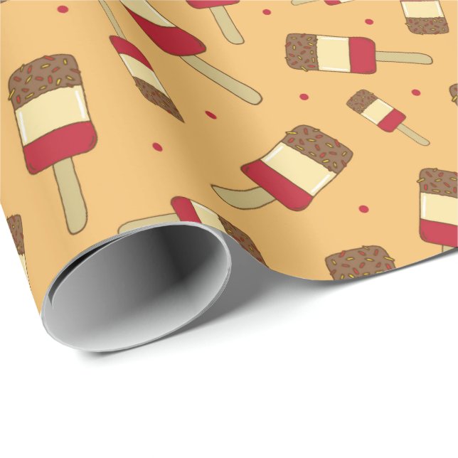 Papier Cadeau Été Ice Lolly Posicle Motif alimentaire (Coin rond)