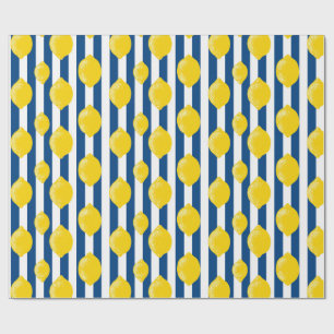 Papier Cadeau Été méditerranéen rayures et citrons