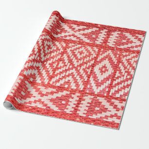 Papier Cadeau ethnic ornament on natural linen textile