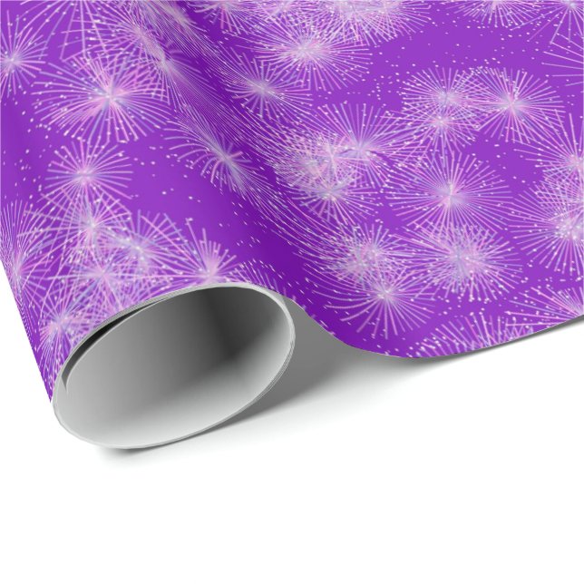 Papier Cadeau Étincelles de cristal de glace - violet profond (Coin rond)