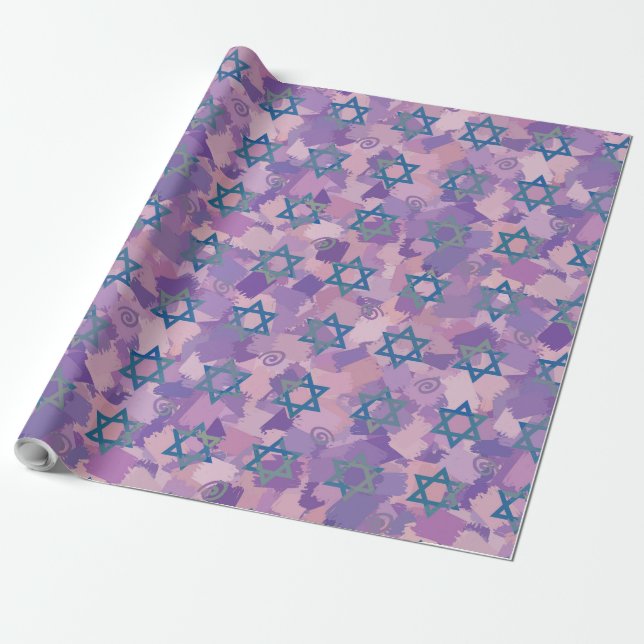Papier Cadeau Étoile de David Hanukkah (Déroulé)