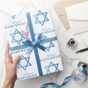 Papier Cadeau Étoile de David Joyeux Hanukka Motif Sans Couture