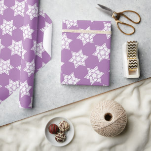 Papier Cadeau Étoile de David lavande Juif