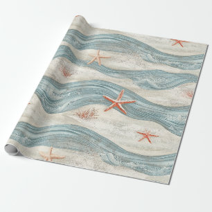 Papier Cadeau Étoile de mer corail de mer bleue tropicale Côtièr