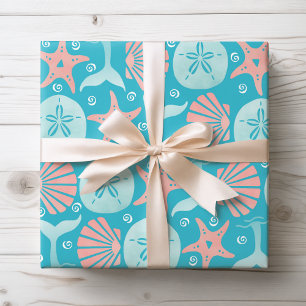 Papier Cadeau Étoile de mer de Noël côtière Coquillages Baleine