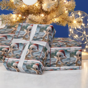 Papier Cadeau Étoile de mer de Noël dans l'océan