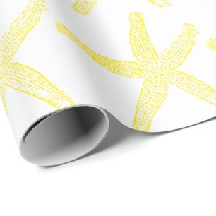 Papier Cadeau Étoile de mer jaune vif motif plage été 2025