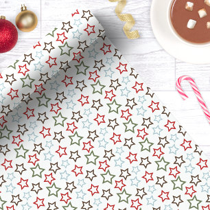Papier Cadeau Étoile de Noël festive multicolore