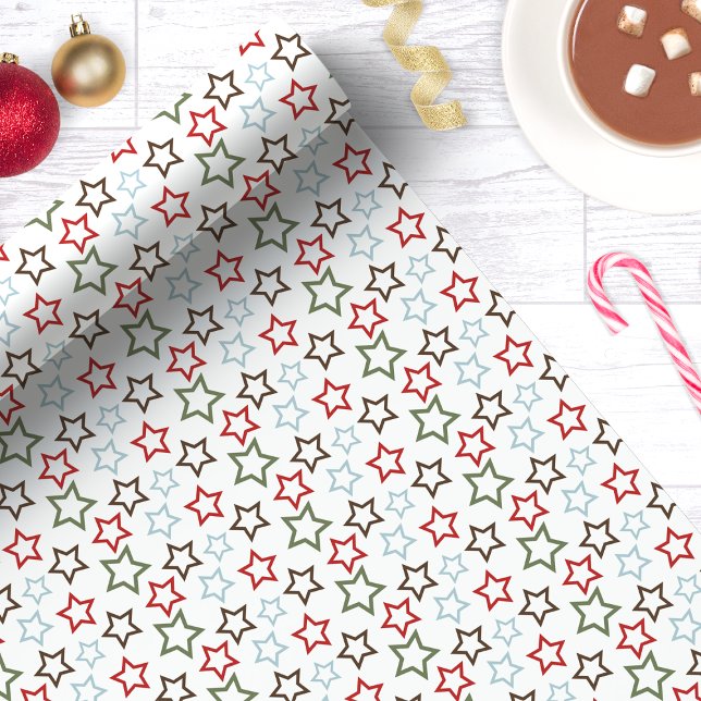 Papier Cadeau Étoile de Noël multicolore festive (Créateur téléchargé)