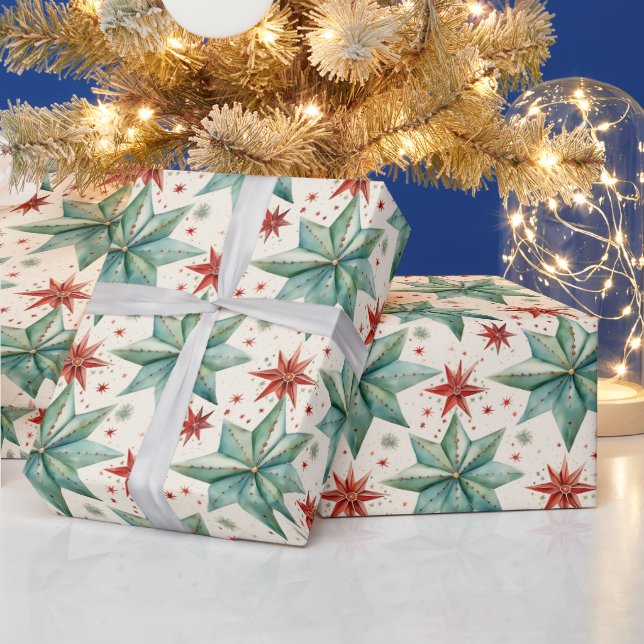 Papier Cadeau Étoile de Noël Ornements de Noël moderne (Vacances)