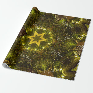 Papier Cadeau Étoile dorée vintage pour décoration de Noël