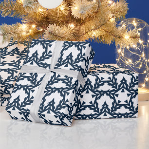 Papier Cadeau Étoile géométrique bleue moderne personnalisée