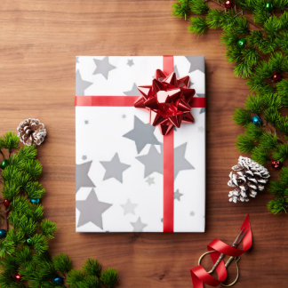 Papier Cadeau étoile gris bleu