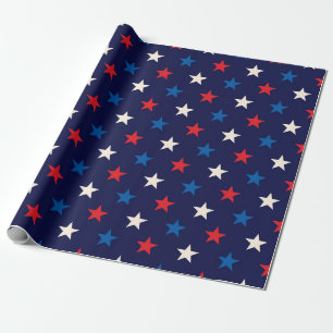 Papier Cadeau Étoile rouge, blanche et bleue patriotique