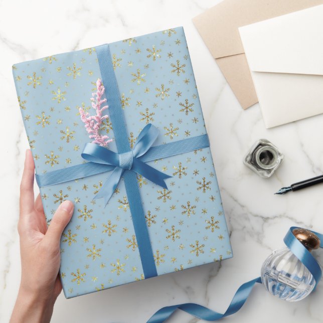 Papier Cadeau Étoiles bleues et dorées vintage (Cadeaux)