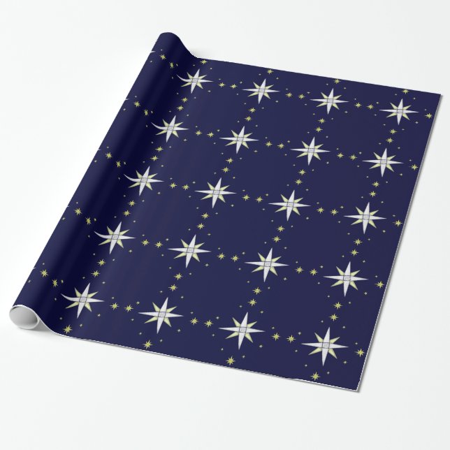 Papier Cadeau Étoiles brillantes nocturnes de Bethléem (Déroulé)