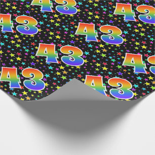 Papier Cadeau Étoiles colorées + Motif arc-en-ciel "43" N° d'évé