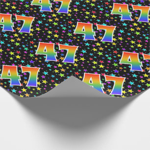 Papier Cadeau Étoiles colorées + Motif arc-en-ciel "47" N° d'évé