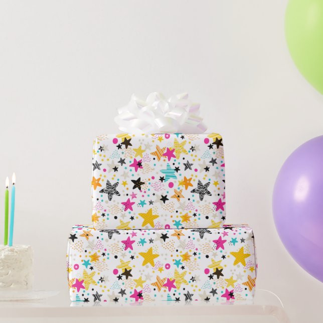 Papier Cadeau Étoiles Colorées pour Enfants (Cadeaux de fête)