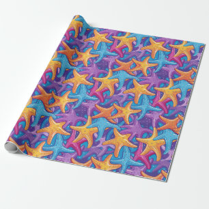 Papier Cadeau Etoiles de mer colorées